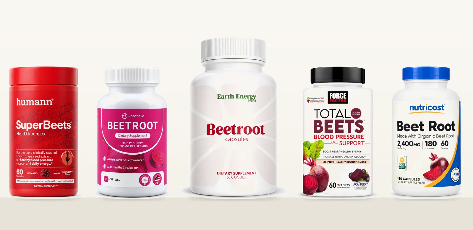 Five leading beetroot supplements compared side by side