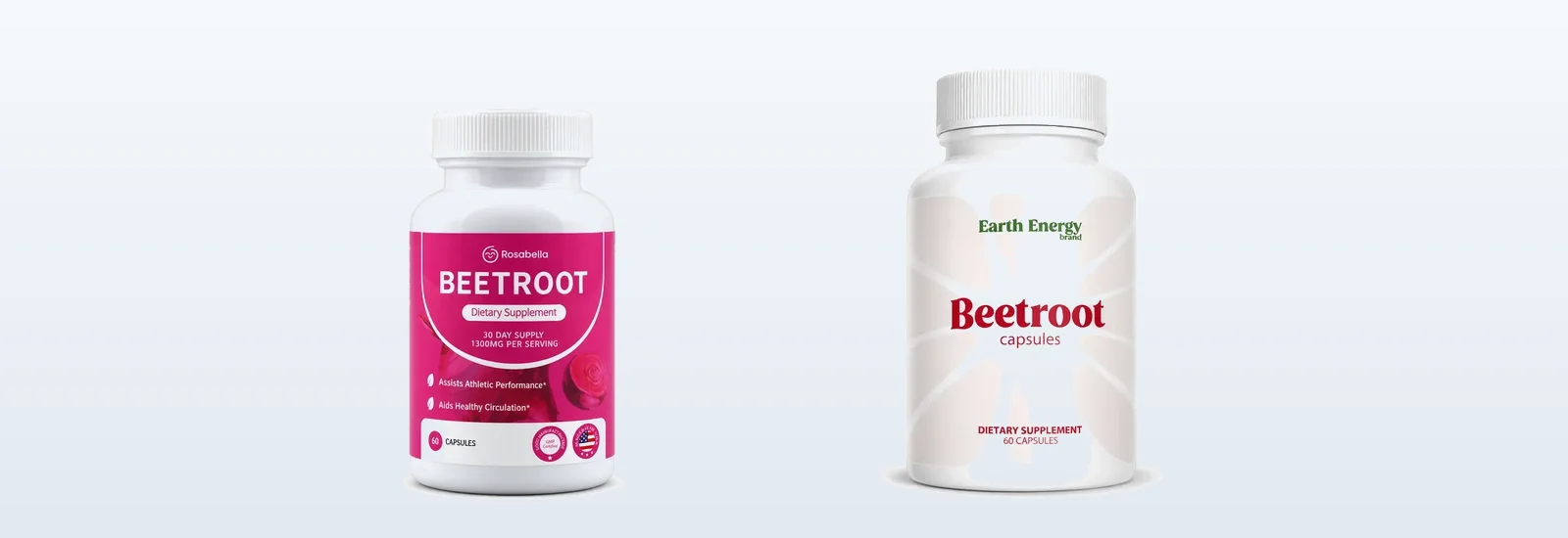 Rosabella Beetroot and Earth Energy Beetroot bottles side by side