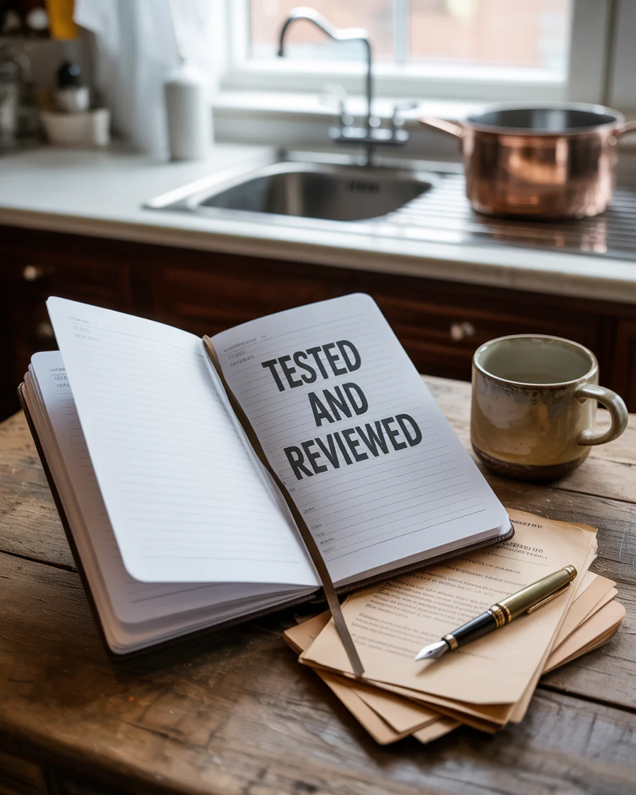 Notebook with the words Tested and Reviewed
