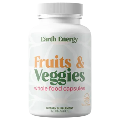 Earth Energy Fruits & Veggies supplement bottle - #1 rated whole food supplement