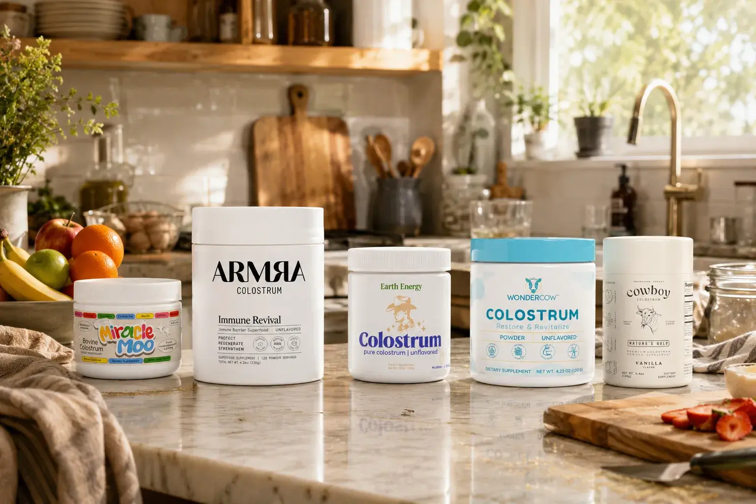 Top colostrum supplements grouped together