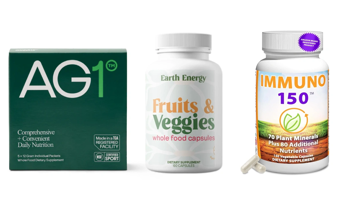 Fruits and vegetables supplement bottles comparison