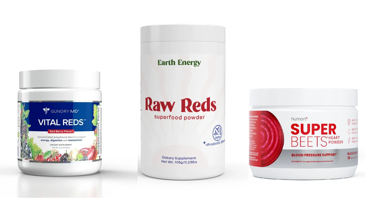 Raw reds supplement bottles comparison