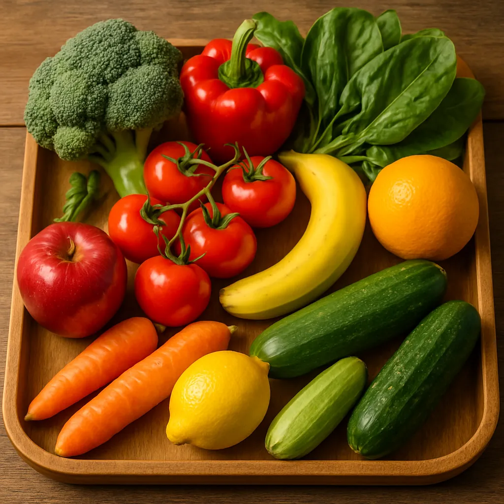 Fruits and vegetables capsules beside natural sources
